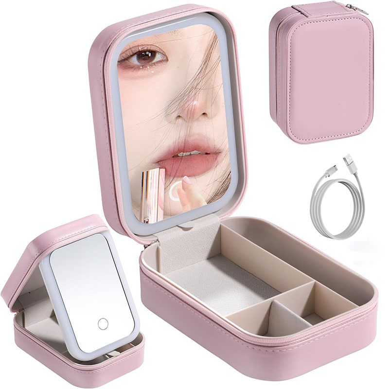 Led Mouth Tray - LED Makeup Bag With Mirror For