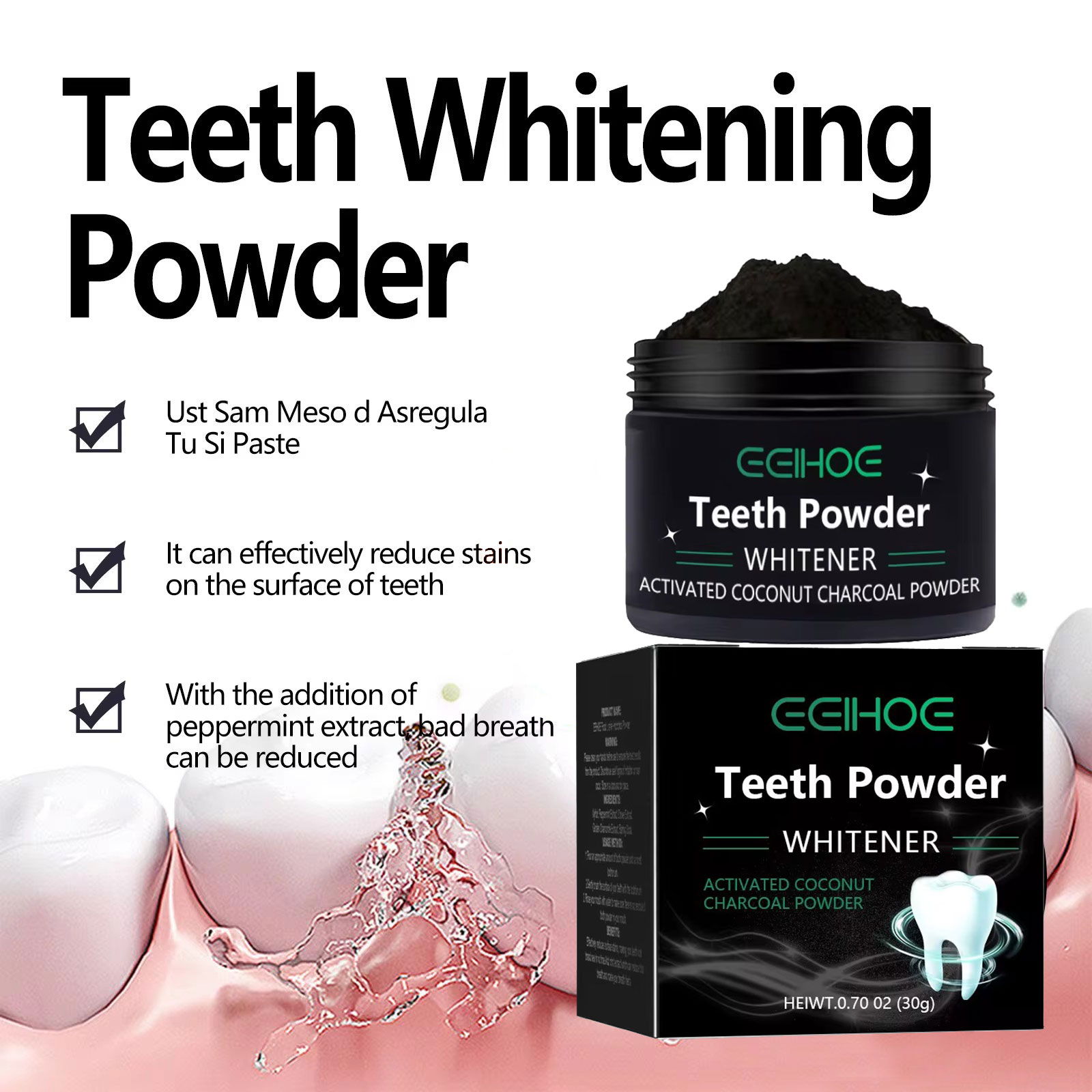EELHOE Charcoal Powder for Tee - đánh giá và giá Teeth Whitening Charcoal