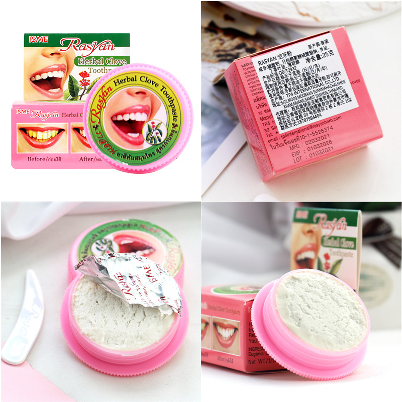 RASYAN Herbal Clove Tooth Powd - đánh giá và giá Teeth Whitening Thailand